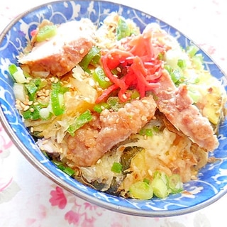 雑穀米de❤南瓜天ぷらと鳥唐揚げの丼❤
